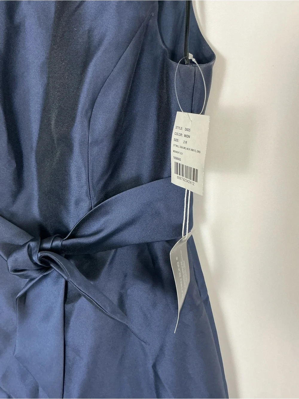 ALFRED SUNG Midnight Navy Jewel-Neck V-Back Satin Maxi Dress - Picture 3 of 6